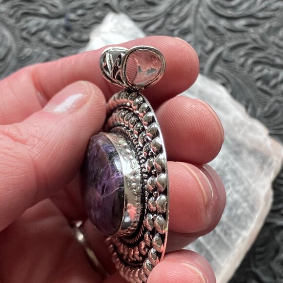 Western Styled Charoite Crystal Stone Jewelry Pendant - Picture 7 of 10